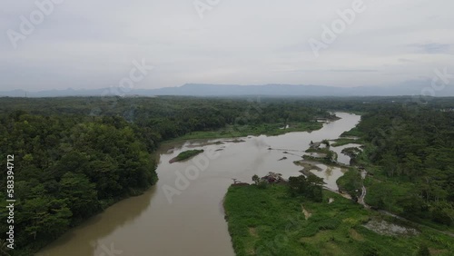 Wallpaper Mural Aerial view of big river in Indonesia with wide view Torontodigital.ca