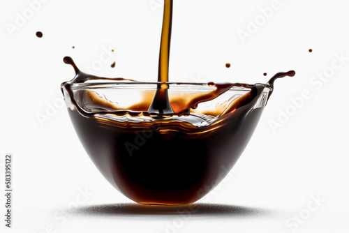 A splash of soy sauce, isolated image. generative AI.