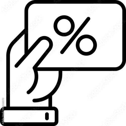 Discount card with percentage sign in hand. Loyalty program, sale, coupon. Modern vector illustration.