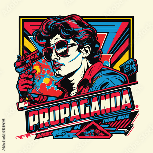 colorful vintage style propaganda man illustration