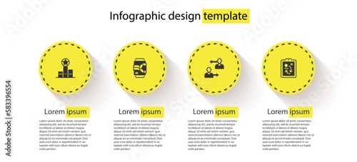Set Award over sports winner podium, Beer can, Substitution football player and Planning strategy concept. Business infographic template. Vector