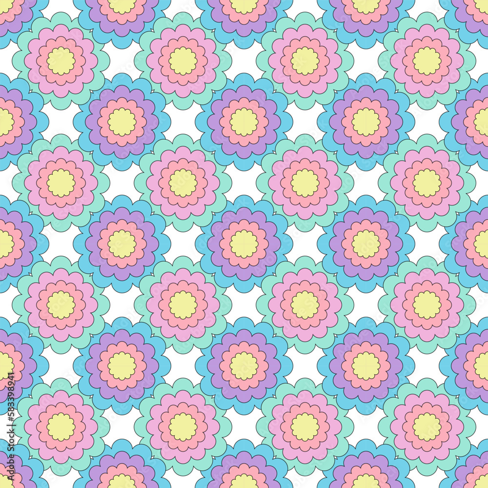 Colorful flowers seamless pattern, Background repeating