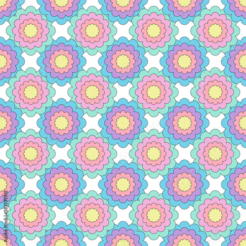 Colorful flowers seamless pattern, Background repeating