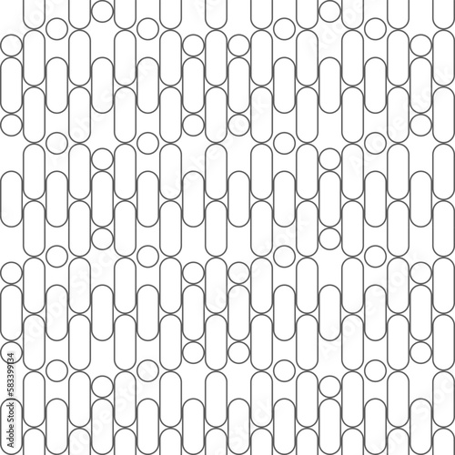 Circles and ovals line up in a vertical line seamless pattern, Background repeating