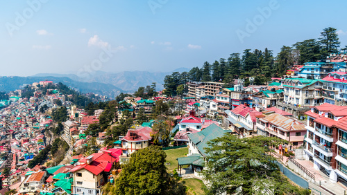 Aerial view of Shimla the capital and the largest city of the northern Indian state of Himachal Pradesh © mrinal