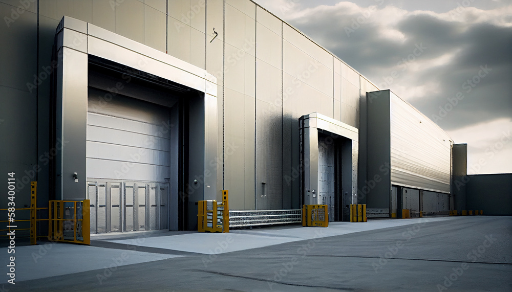 Obraz premium Large distribution warehouse with gates for loading goods