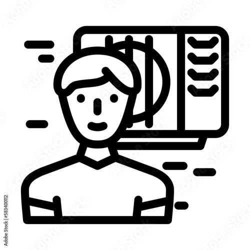 building superintendent repair worker line icon vector illustration