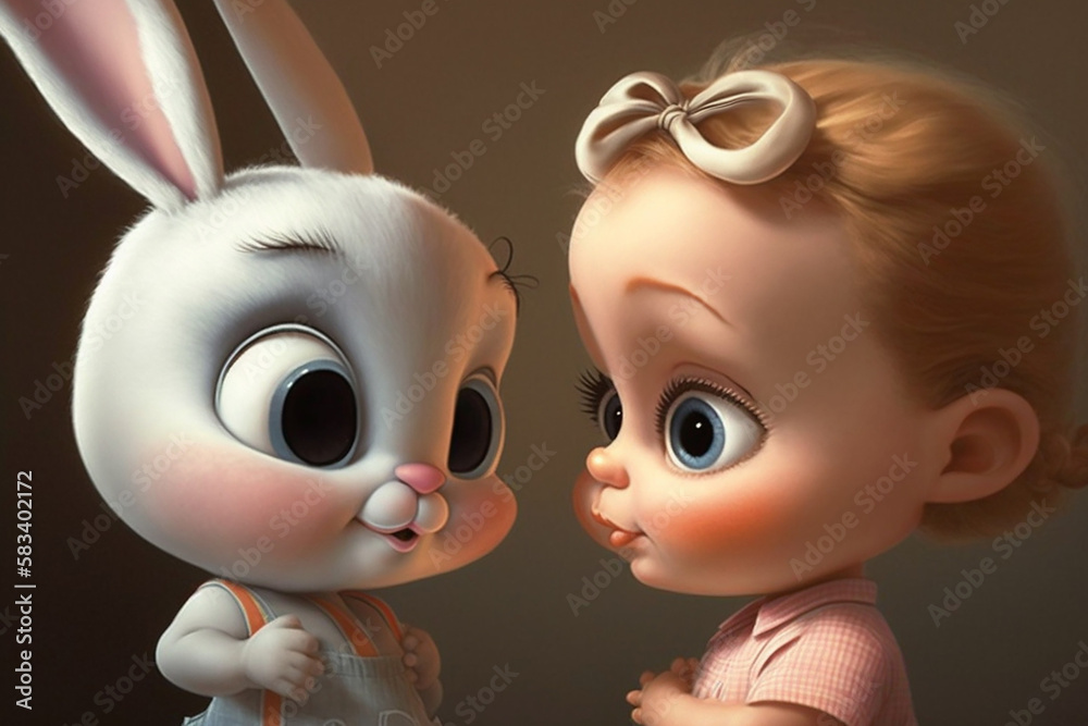 Obraz premium Cute bunny had baby together.