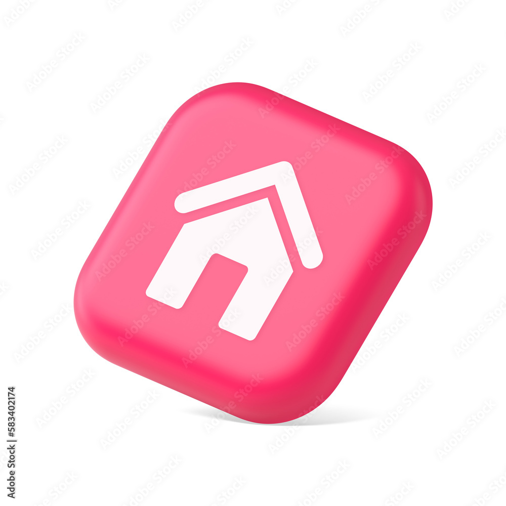 Main internet page button homepage house with roof navigation cyberspace interface 3d isometric icon