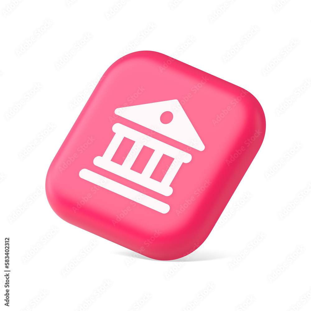 Museum antique building columns button gallery mythology civilization house 3d icon symbol website element Museum antique building columns button gallery mythology civilization house 3d icon symbol website element