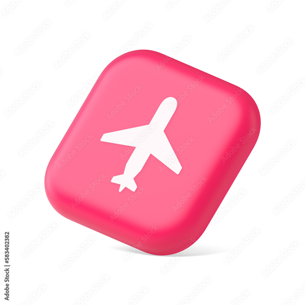 Airplane online check in button digital service passenger registration 3d icon symbol website element Airplane online check in button digital service passenger registration 3d icon symbol website element