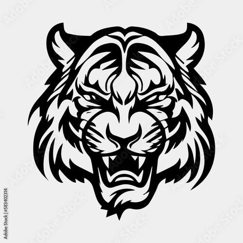 tiger head tattoo logo mascot design
