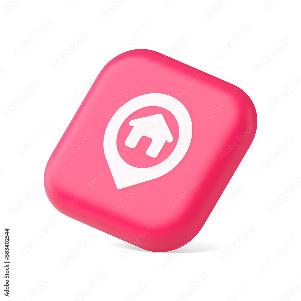 House map pin location button navigation panel web app GPS network pointer 3d icon symbol website element House map pin location button navigation panel web app GPS network pointer 3d icon symbol website element