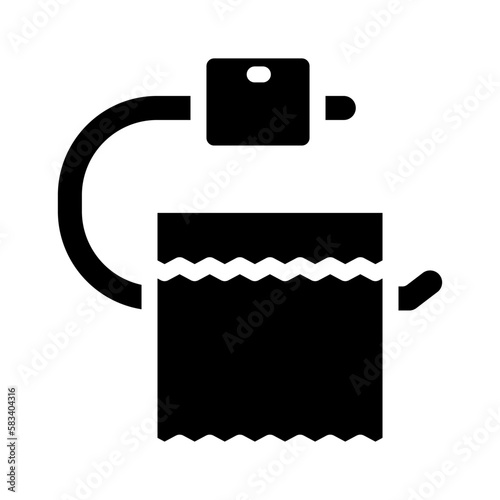 toilet paper holder bathroom interior glyph icon vector illustration