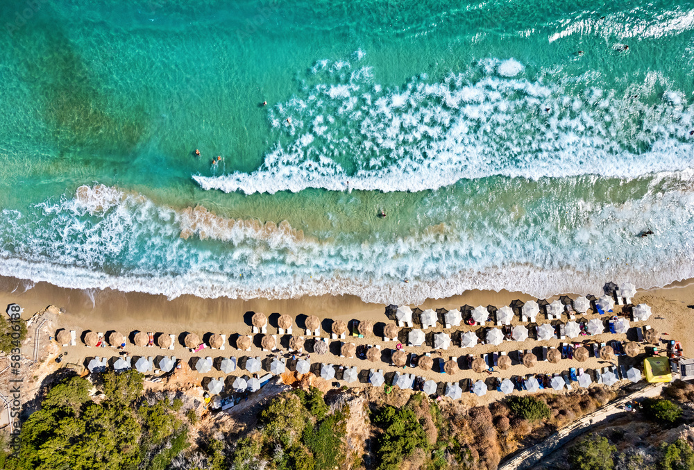 Aerial view (drone) of Voulisma beach, Istron (