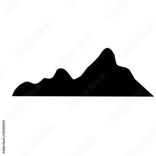 Mountain silhouette. Hiking mountains peaks, hills and cliffs. Climbing stone mount abstract contour vector set. Illustration mountain silhouette shape, rocky cliff © Continent4L