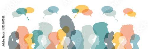 People with chat bubbles. 
