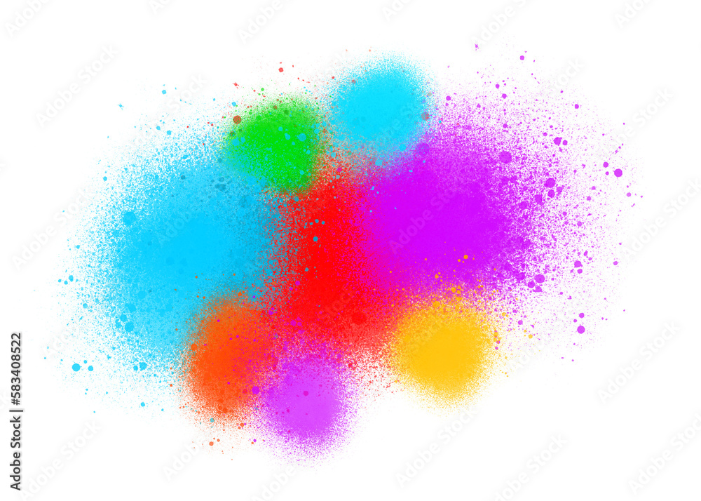 Explosion of multicolored dust powder