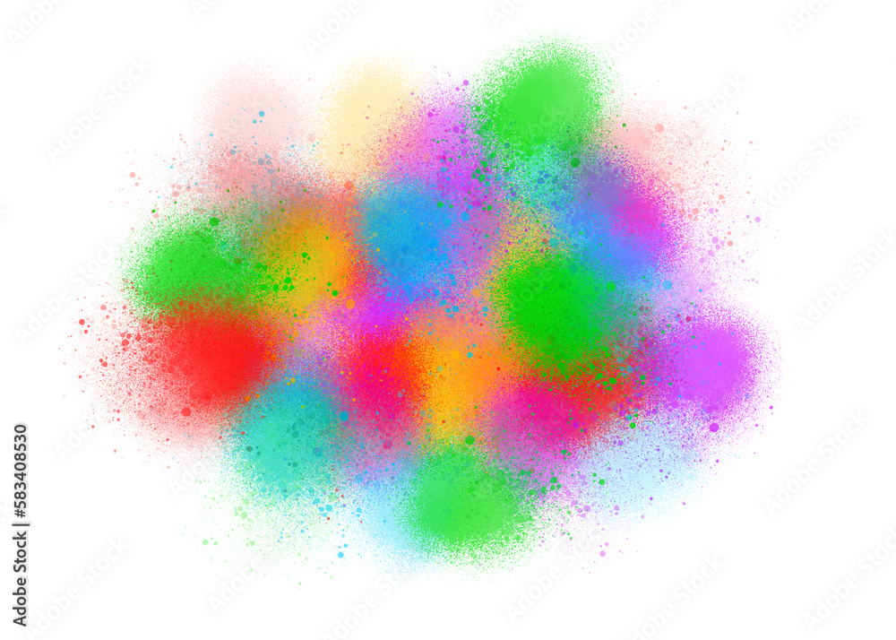 Multicolored explosion of rainbow holi powder