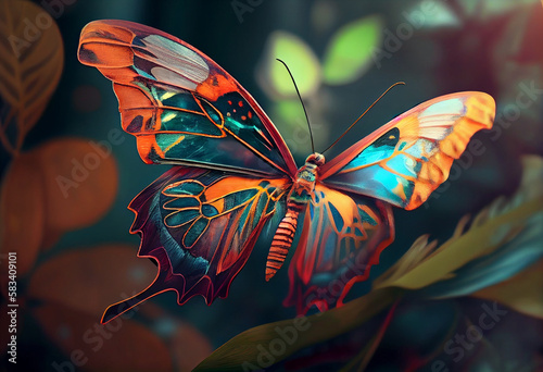 Large stunningly beautiful fairy wings Fantasy abstract, Generative AI