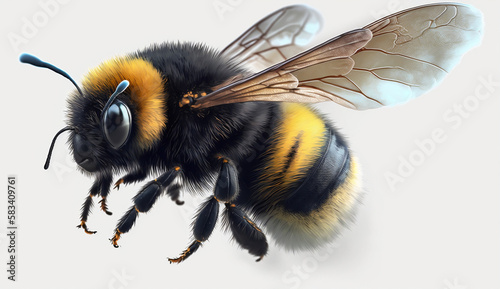Foto Flying bumblebee realistic but a little bit fluffy
