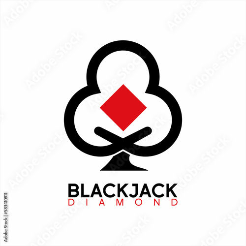 Unique blackjack logo design with diamond. Can be used for poker club logos, diamond business.