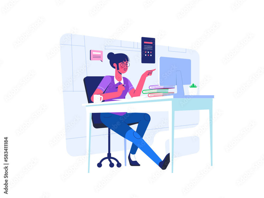 Work From Home Illustration Set - People Doing Activity from home - Working from home - Freelancer work activity - Exercising - Gardening - Studying from home - Cooking 