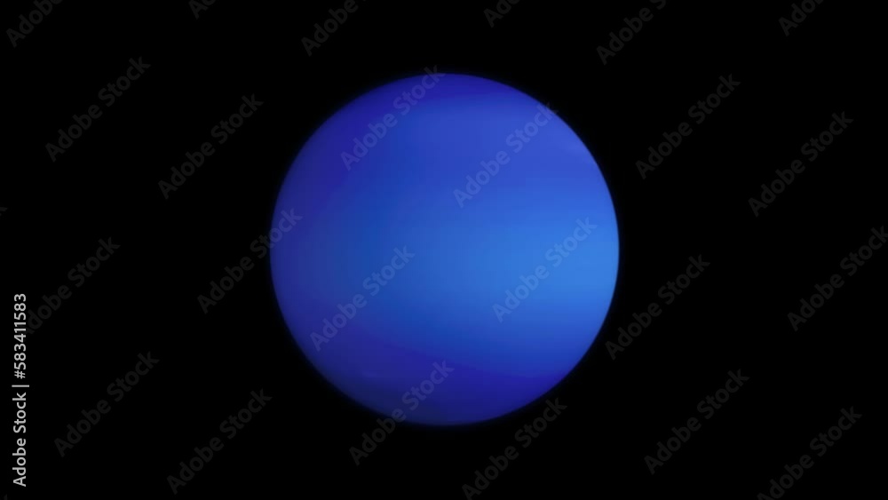 The Neptune planet rotating isolated on a black background. Turning of the full Neptune, side view. Looped footage in Ultra HD 4K. 3D visualization. The Neptune planet rotating isolated on a black background. Turning of the full Neptune, side view. Looped footage in Ultra HD 4K. 3D visualization.