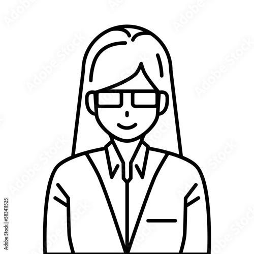 Girls With Glasses Outline Icon Vector Illustration