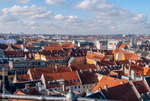 The scenery of Copenhagen city center, Denmark from Rundetarn tower 