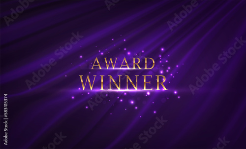 3d realistic vector background. Award winning banner, graduation ceremony violet with sparkles.