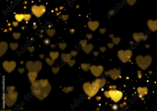 ゴールドのハート背景