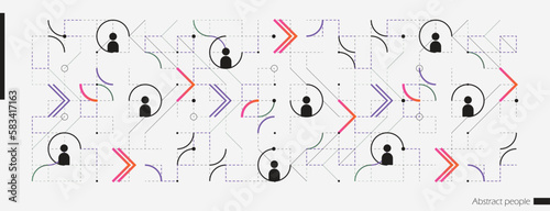 Abstract people connecting, people social network background concept. business communication banner.