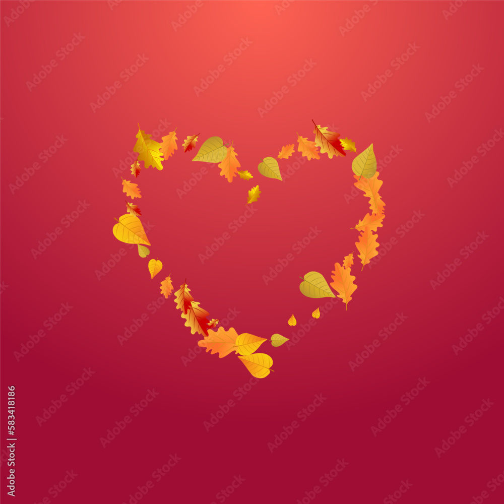 Orange Floral Vector Red Background. Collection