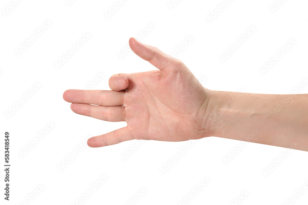 Male hand showing a dog sign, cut out Male hand showing a dog sign, cut out