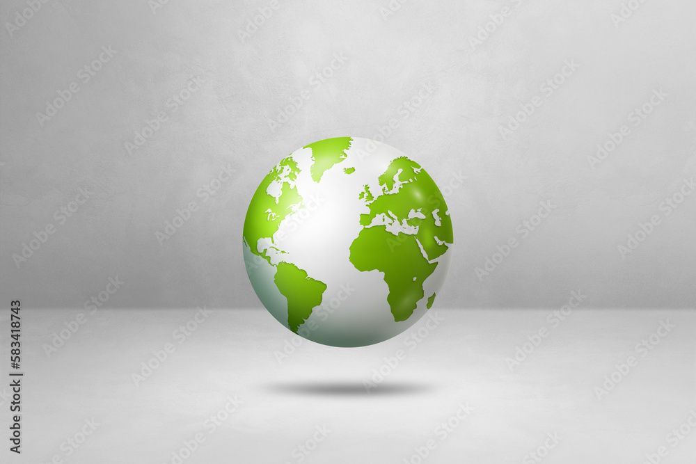 World globe, green earth map, isolated on white. Horizontal background World globe, green earth map, isolated on white. Horizontal background
