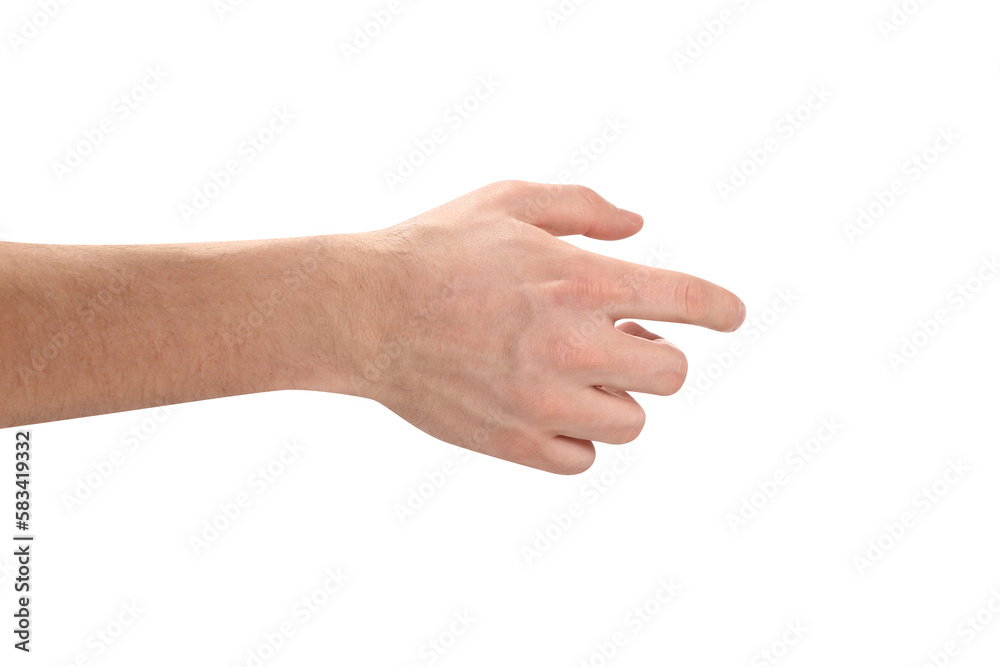 Male hand, welcoming somebody or touching something, cut out Male hand, welcoming somebody or touching something, cut out