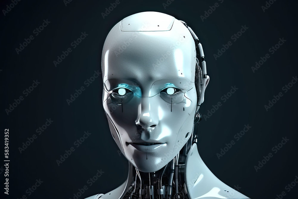 Die Detailansicht eines Roboters der Zukunft, generative AI