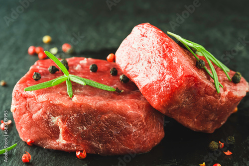 raw Tenderloin beef seasoned with salt