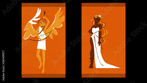 Red-figure pottery of Greece, characters of Greek gods Eros and Aphrodite