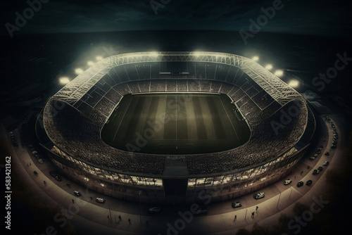 football stadium, soccer at night, generative ai