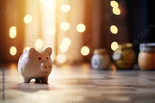 Piggy Bank on Blur Background for Financial Investment or save money