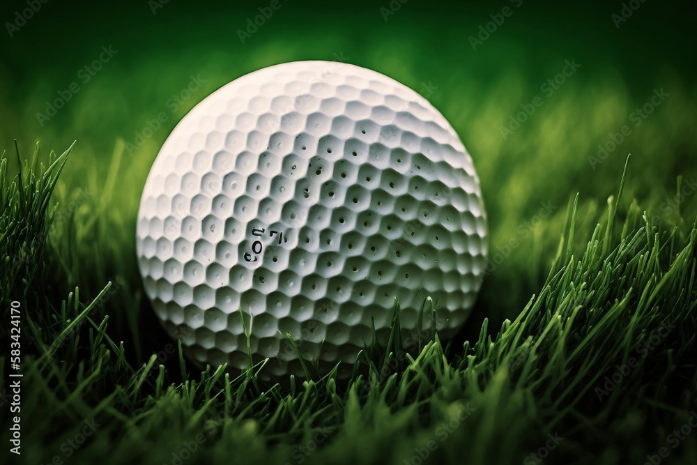 golf ball on the grass, generative ai golf ball on the grass, generative ai