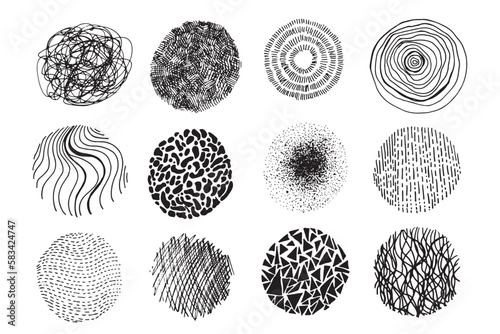 set of hand-drawn circles, elements for design, vector. scribble shapes. concepts for graphic and web design.