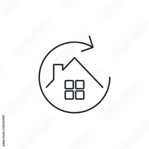 House and arrow update. Home improvements. Vector linear icon isolated on white background.