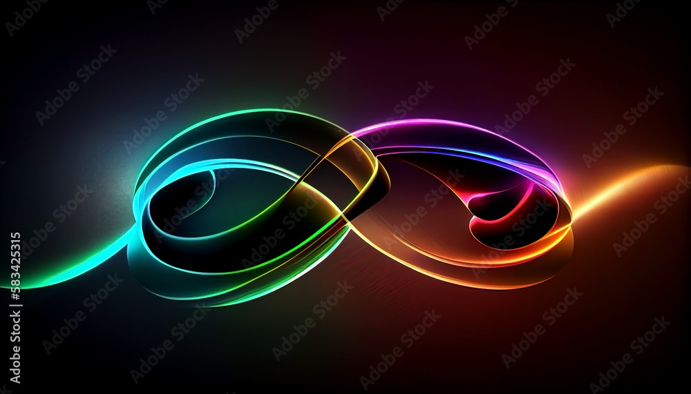 3d rendering, abstract background, colorful neon wavy line in Yin Yang Style, by generative AI 3d rendering, abstract background, colorful neon wavy line in Yin Yang Style, by generative AI
