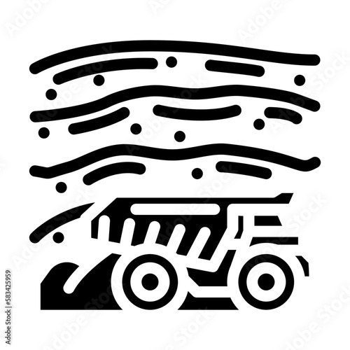 open pit mining copper production glyph icon vector illustration