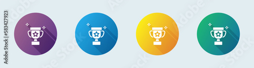 Trophy solid icon in flat design style. Champion signs vector illustration.