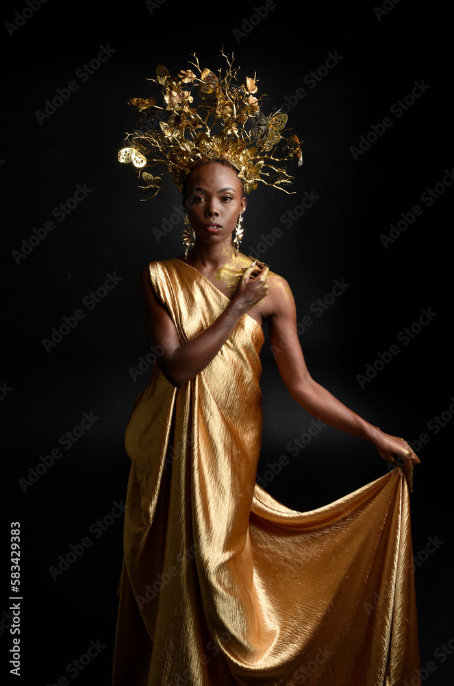 fantasy portrait of beautiful african woman model with afro, goddess ...