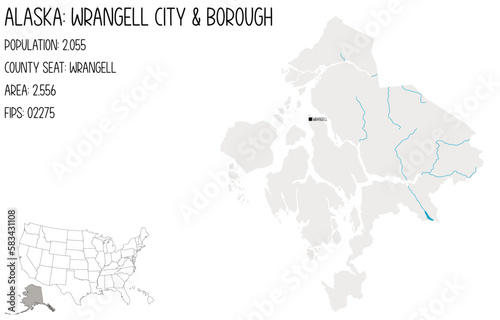 Large and detailed map of Wrangell City and Borough in Alaska, USA. photo